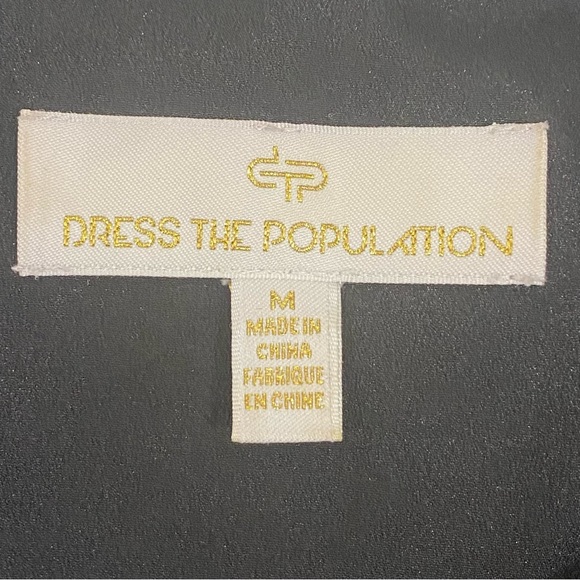 Dress The Population Lydia Dress Black Flutter Sleeve Midi Slit - Picture 10 of 12